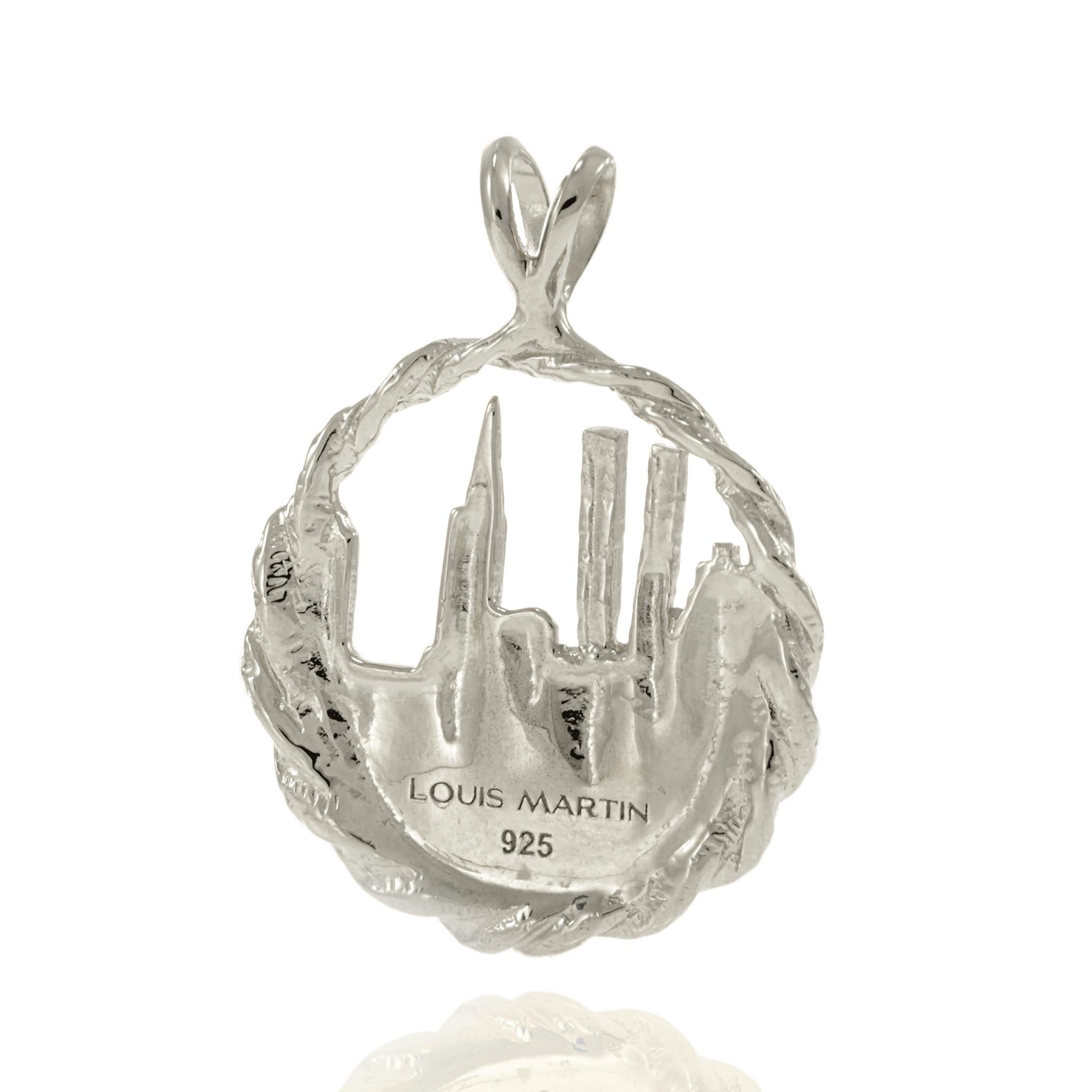 Sterling Silver New York City Skyline Charm with Rope Edge