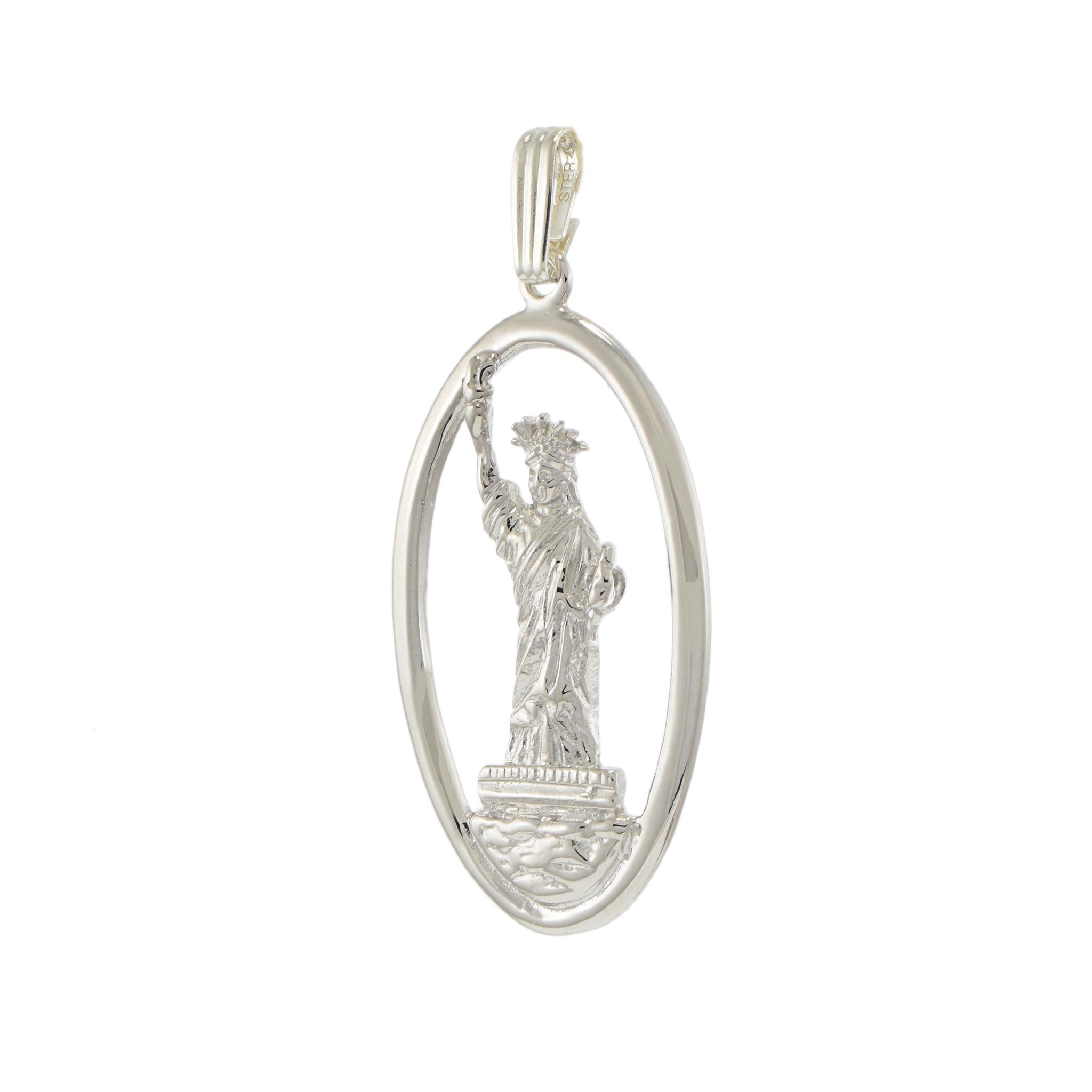 Sterling Silver Oval Statue of Liberty Charm