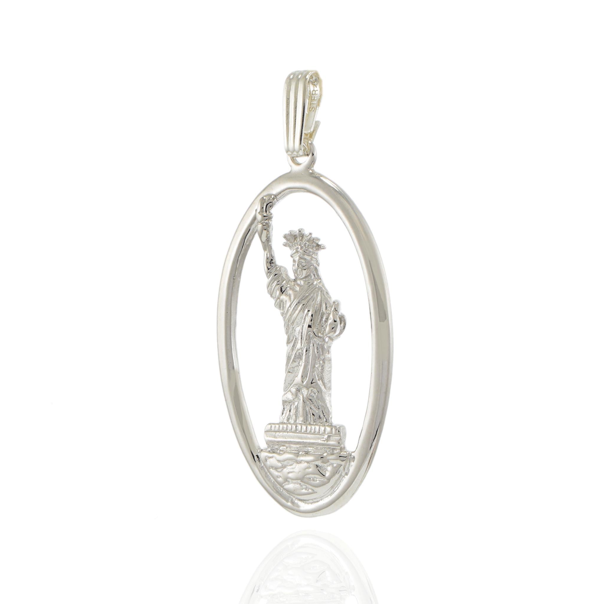 Sterling Silver Oval Statue of Liberty Charm