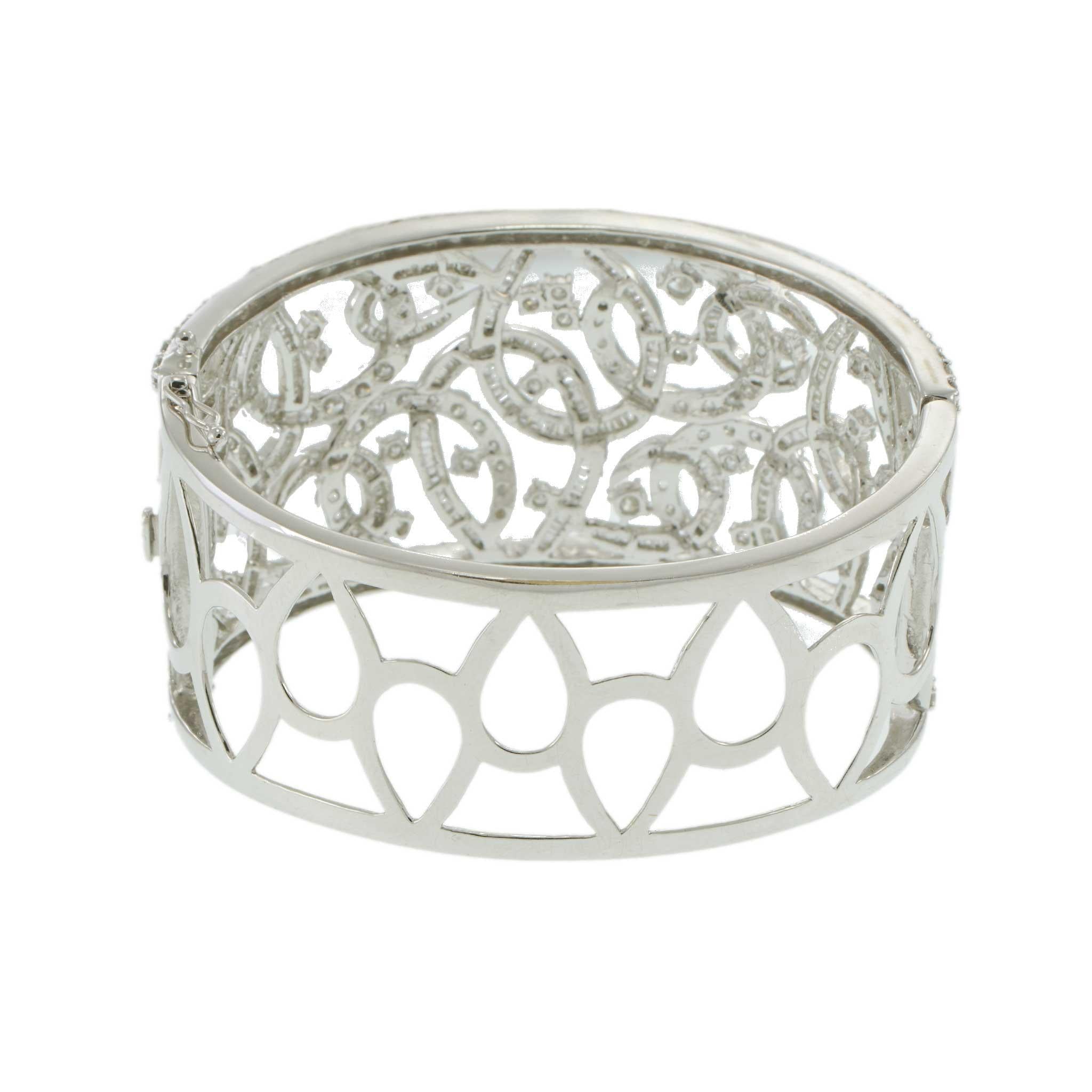 Estate Modern 18KT White Gold Diamond Cuff Bangle Bracelet