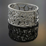 Estate Modern 18KT White Gold Diamond Cuff Bangle Bracelet