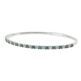 14KT White Gold 1.45CT-TW Blue and White Diamond Flex Bangle Bracelet
