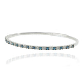 14KT White Gold 1.45CT-TW Blue and White Diamond Flex Bangle Bracelet