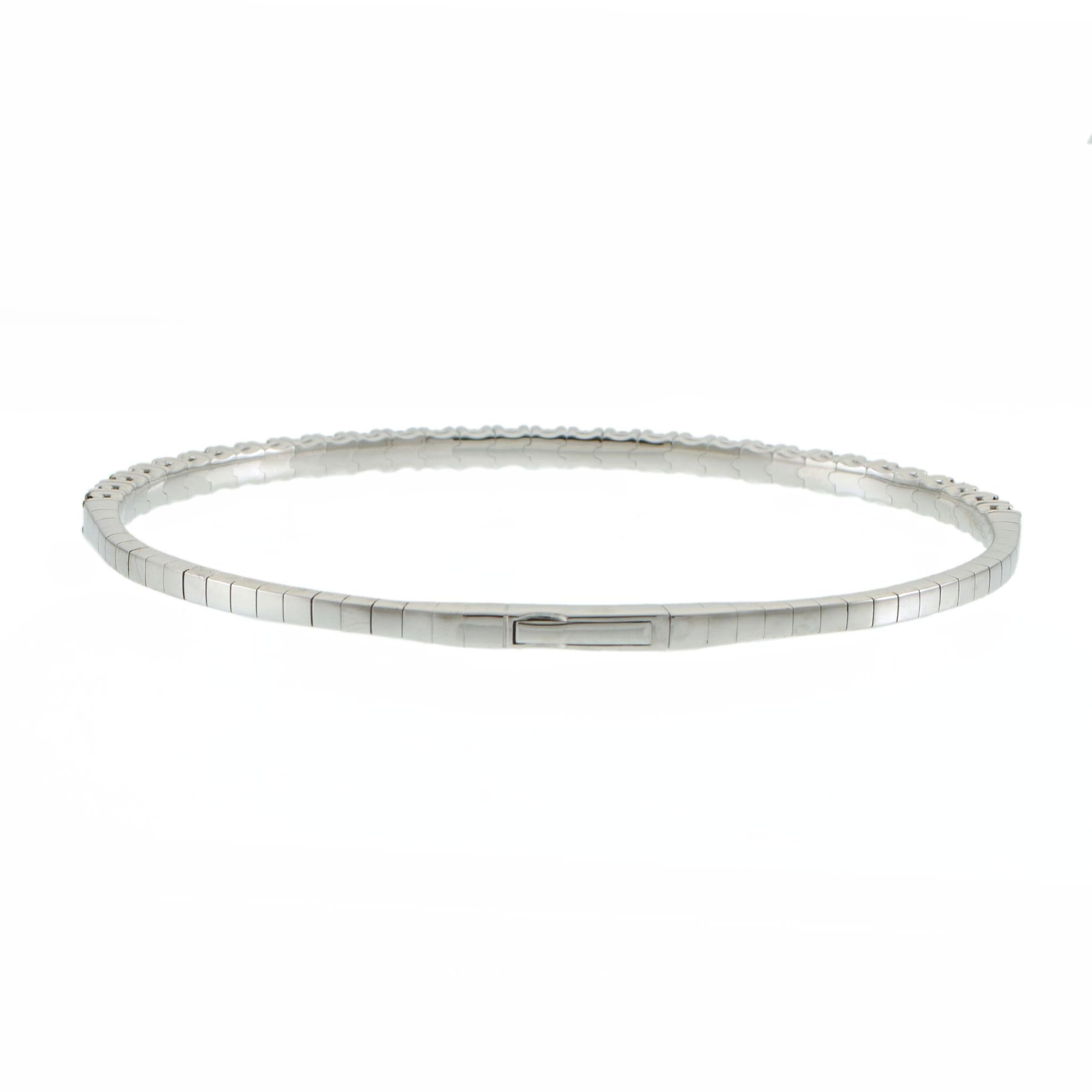 14KT White Gold 1.45CT-TW Blue and White Diamond Flex Bangle Bracelet