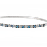 14KT White Gold 1.45CT-TW Blue and White Diamond Flex Bangle Bracelet