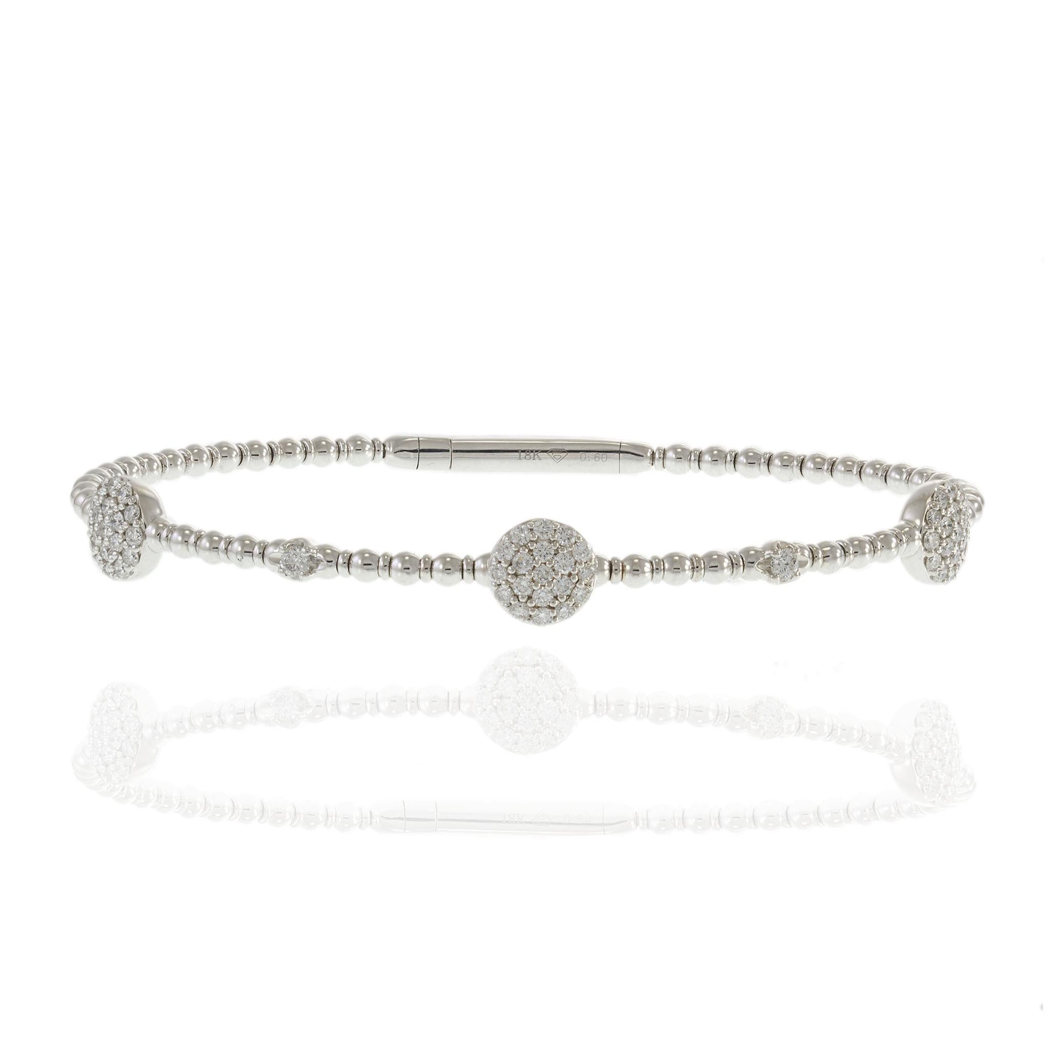 18KT White Gold Diamond Pavé Flex Bracelet – 0.60CTW