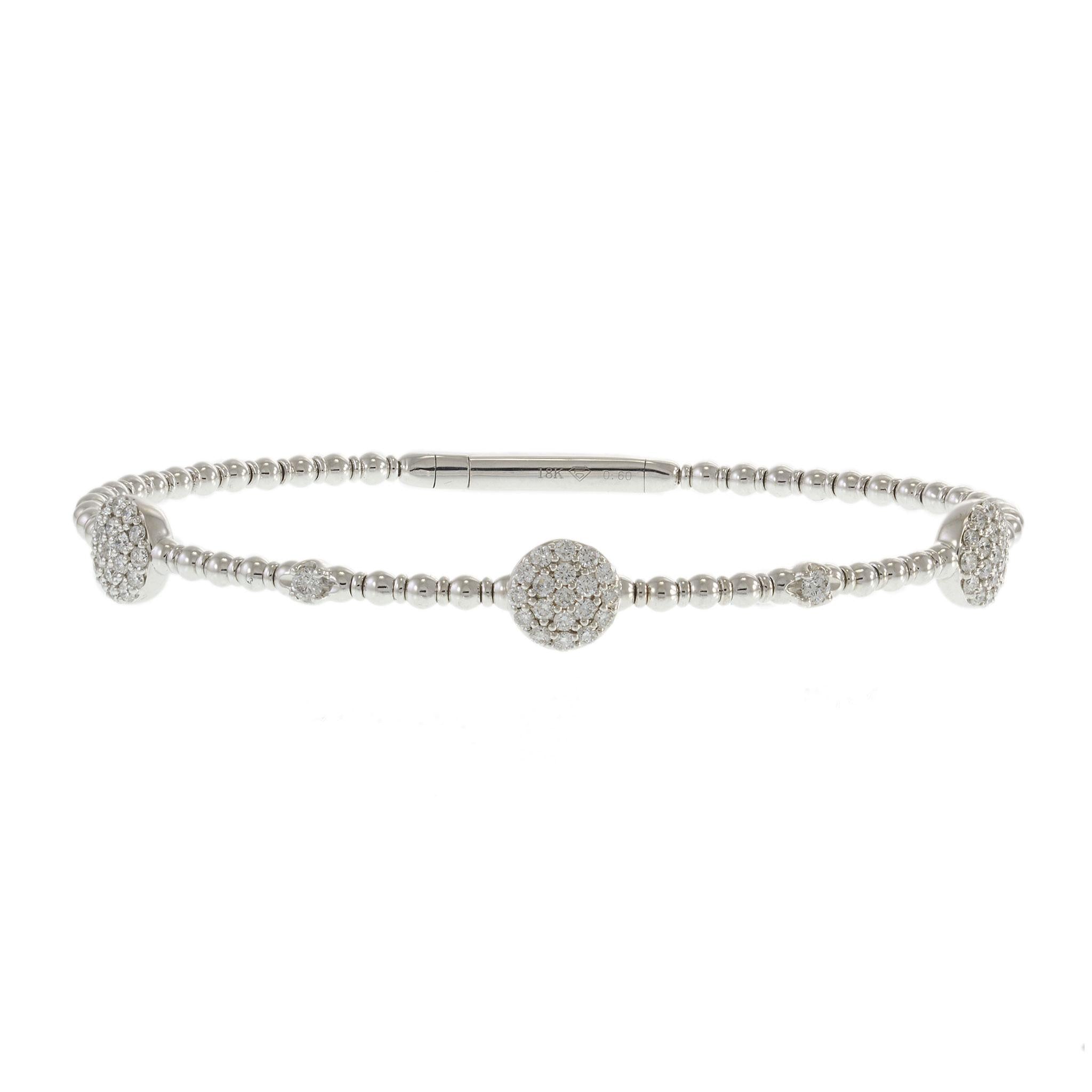 18KT White Gold Diamond Pavé Flex Bracelet – 0.60CTW