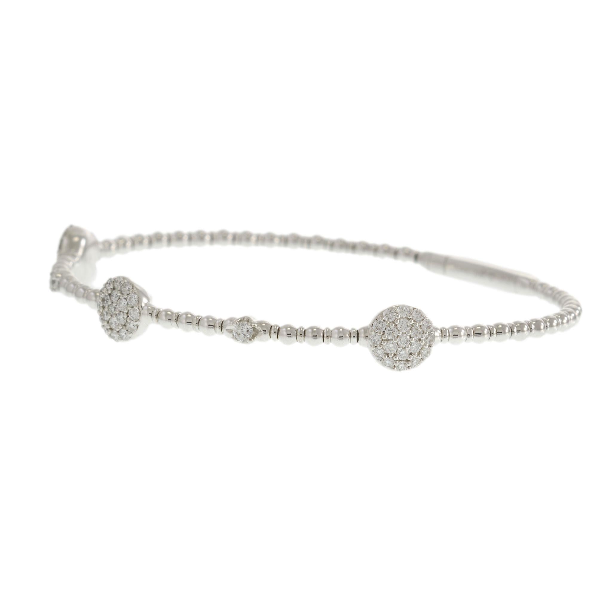 18KT White Gold Diamond Pavé Flex Bracelet – 0.60CTW