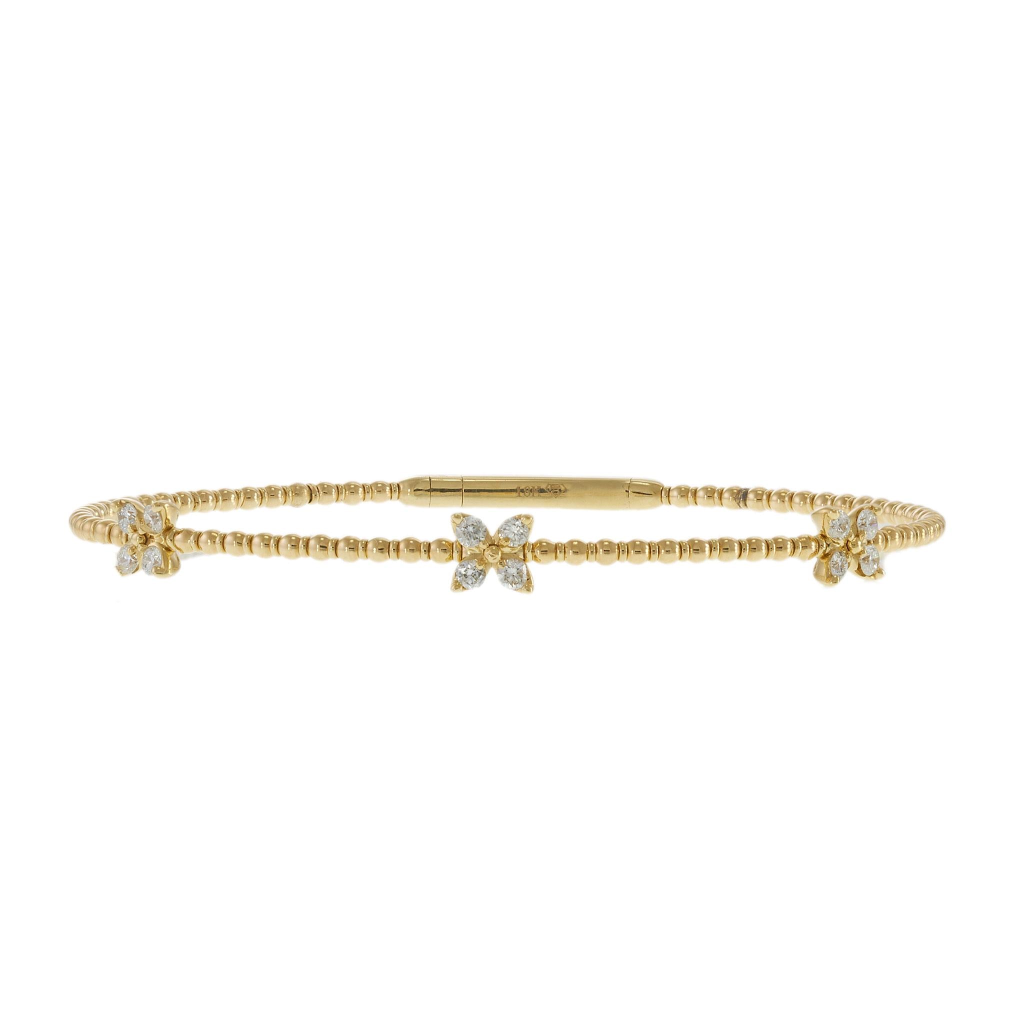 18KT Yellow Gold Diamond Clover Flex Bracelet – 0.36CTW