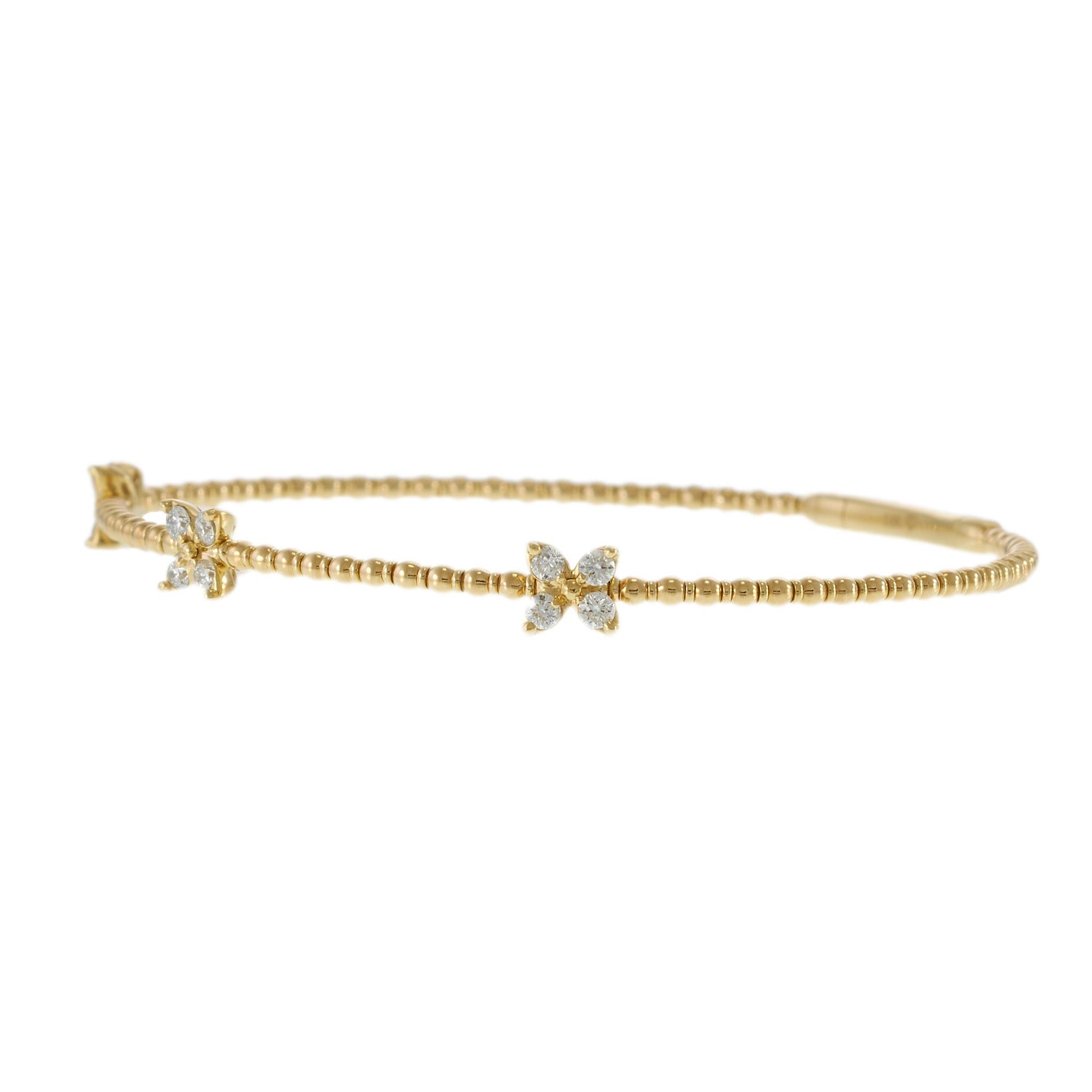 18KT Yellow Gold Diamond Clover Flex Bracelet – 0.36CTW