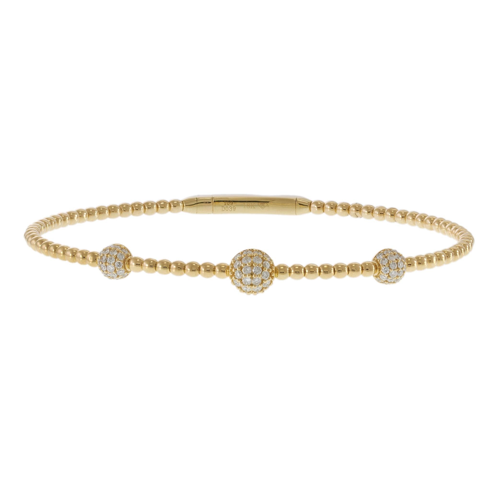 18KT Yellow Gold Diamond Dome Flex Bracelet – 0.39CTW