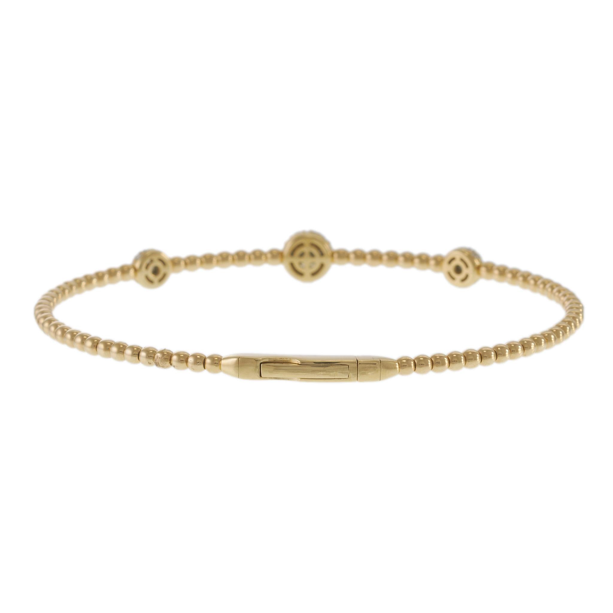 18KT Yellow Gold Diamond Dome Flex Bracelet – 0.39CTW