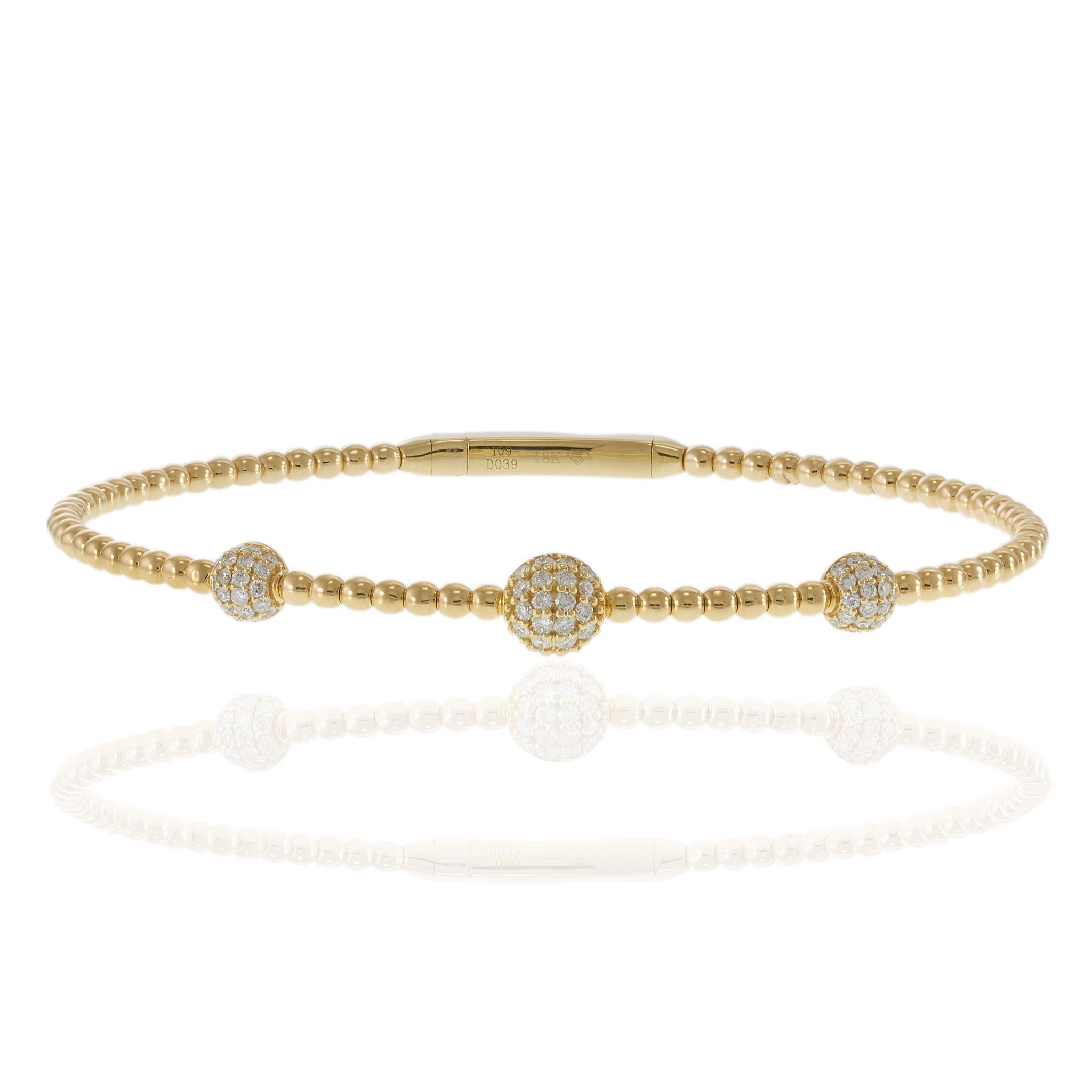 18KT Yellow Gold Diamond Dome Flex Bracelet – 0.39CTW