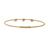 14KT Yellow Gold Beaded Flex Bangle with Three Diamond Cross Charms