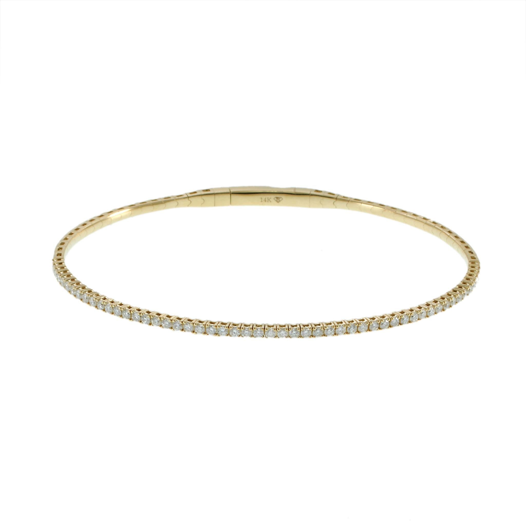 14KT Yellow Gold Flexible Diamond Bangle – 3/4CT-TW