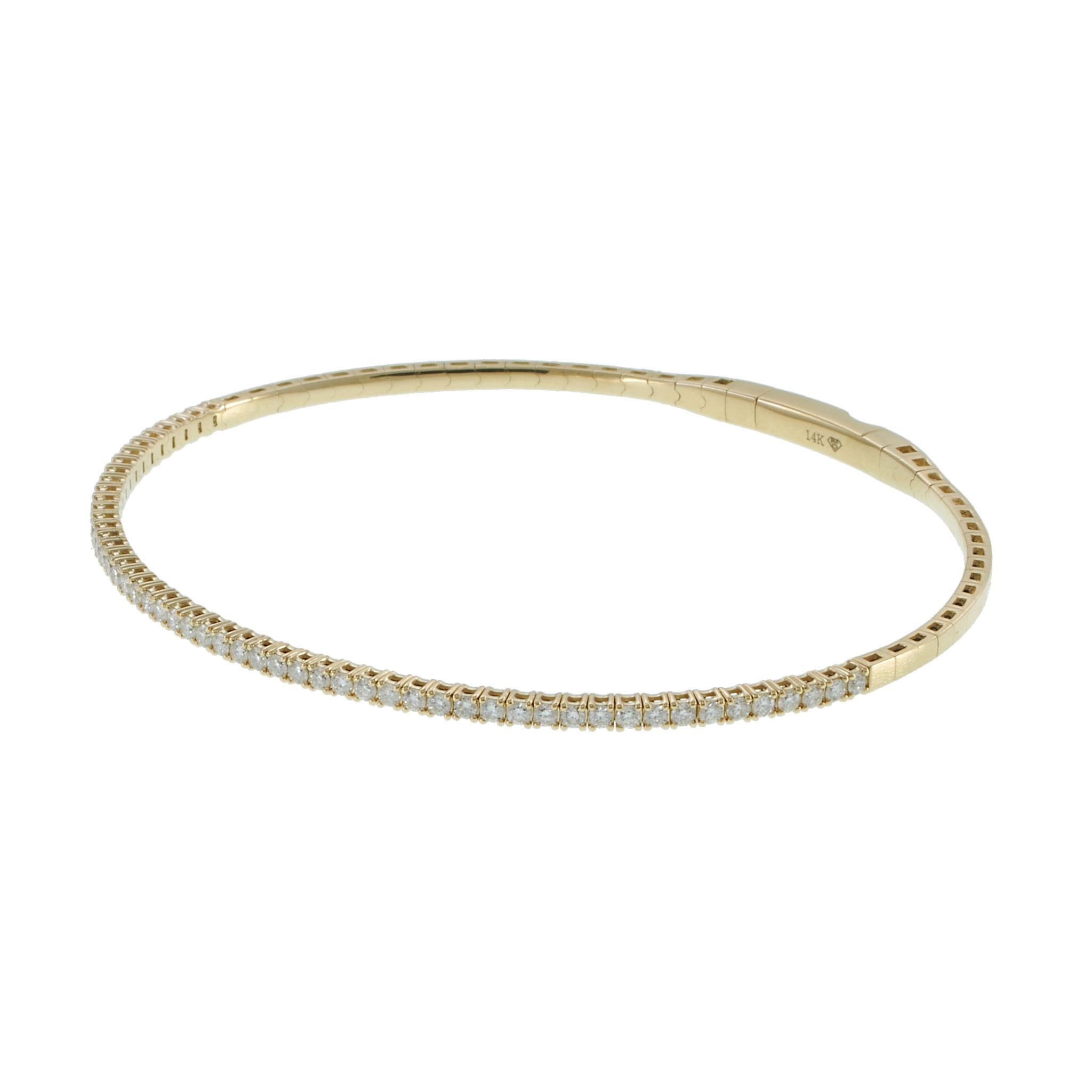 14KT Yellow Gold Flexible Diamond Bangle – 3/4CT-TW
