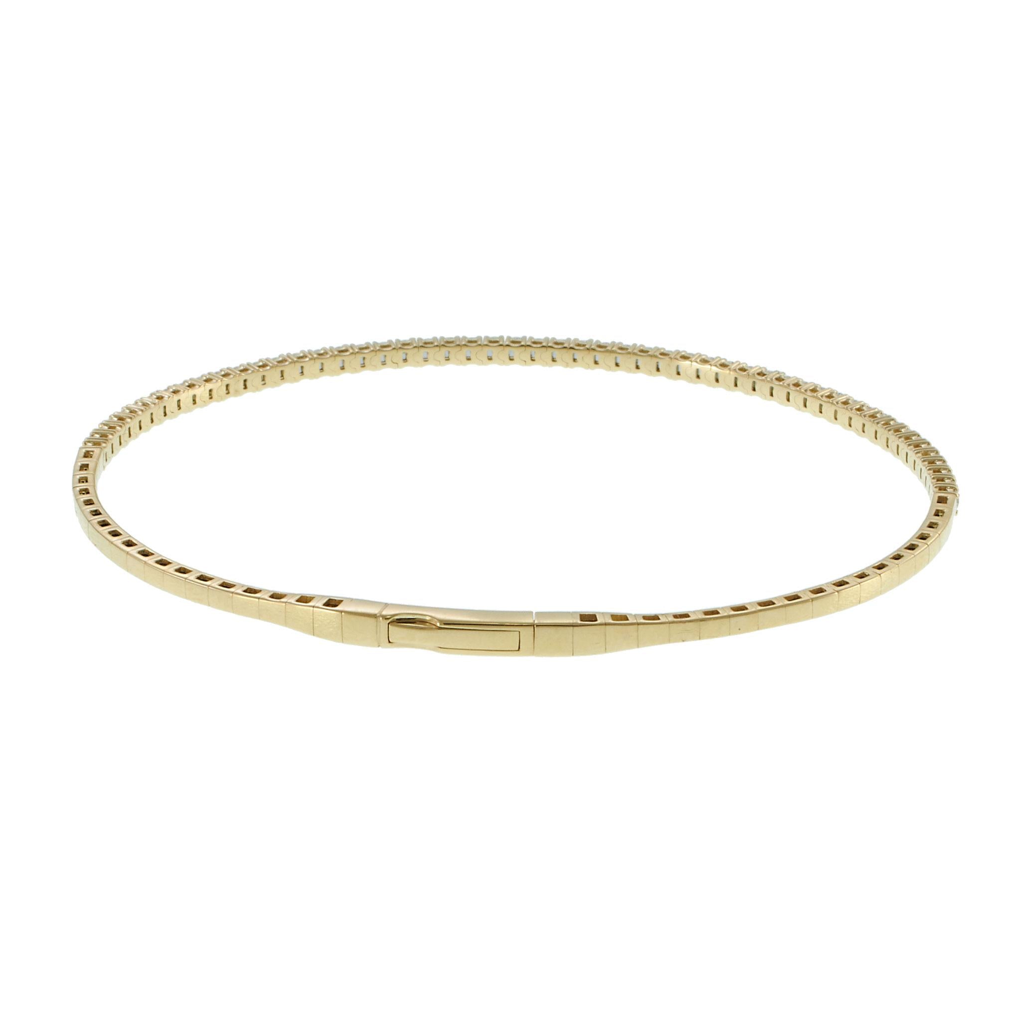 14KT Yellow Gold Flexible Diamond Bangle – 3/4CT-TW