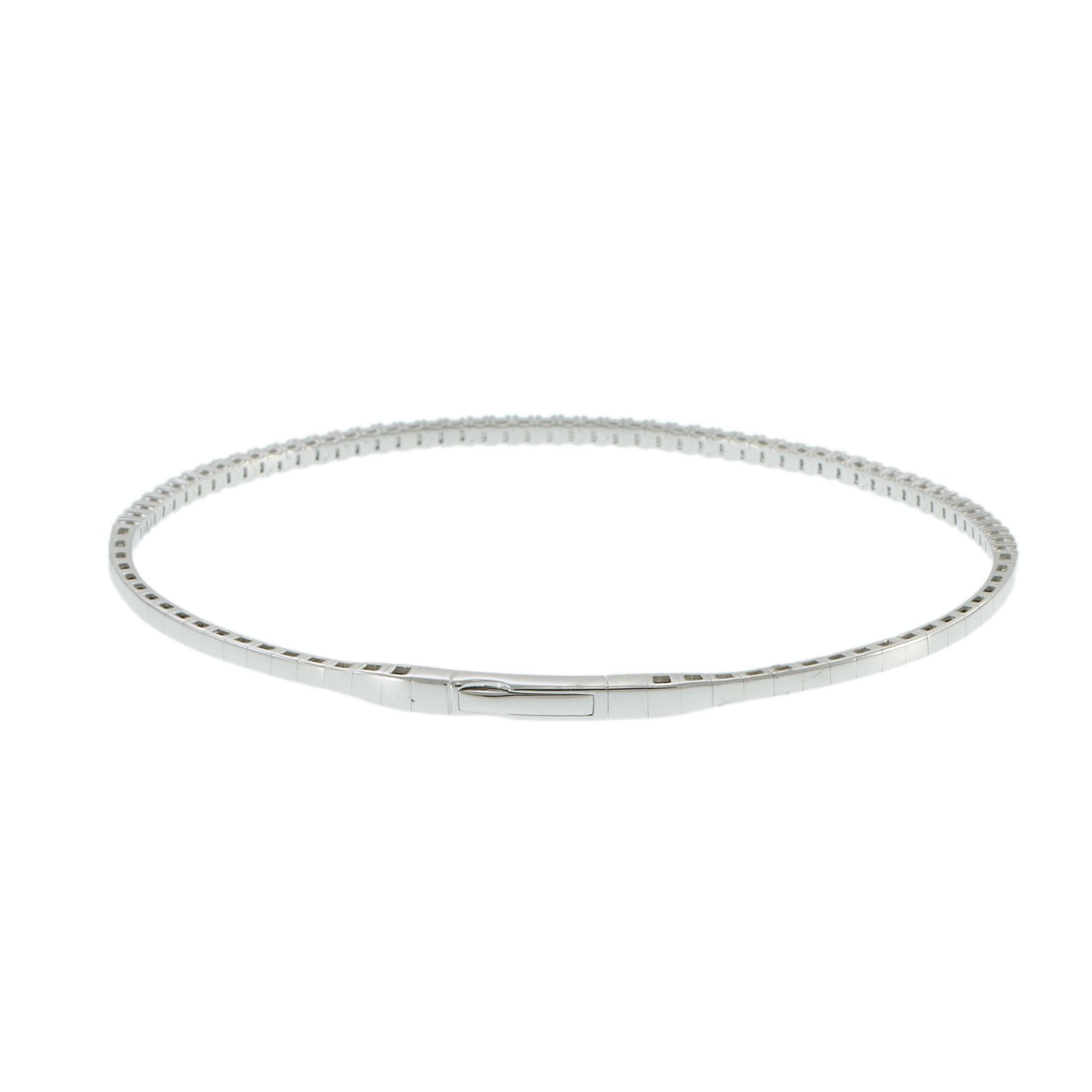 14KT White Gold Flexible Diamond Bangle – 3/4CT-TW