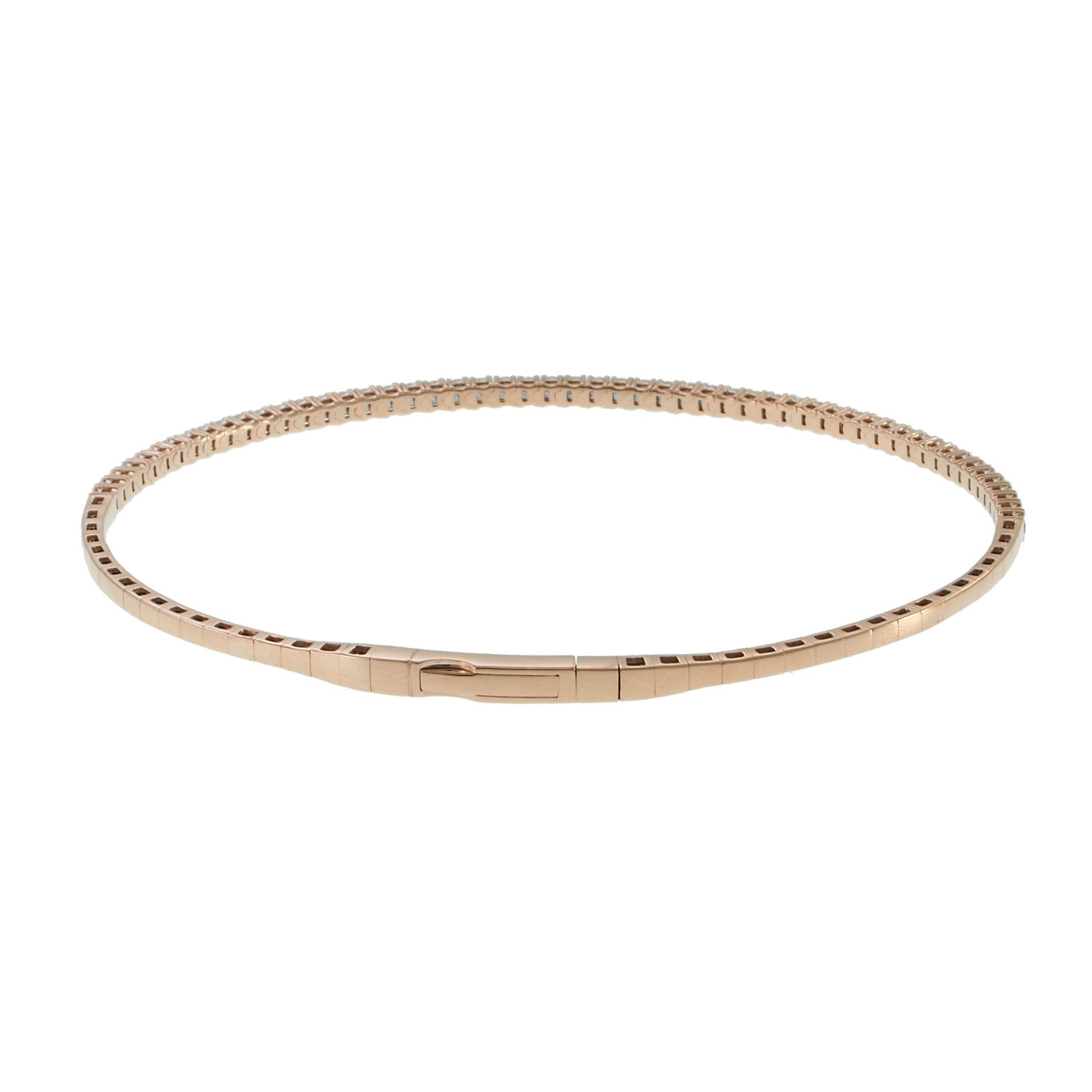 14KT Rose Gold Flexible Diamond Bangle – 3/4CT-TW
