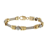 Vintage 1970s 14KT Two-Tone Gold Diamond Cable Bracelet – 0.50CTW