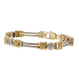 Vintage 1970s 14KT Two-Tone Gold Diamond Cable Bracelet – 0.50CTW