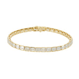 14KT Yellow Gold Lab Grown Emerald Cut Diamond Link Tennis Bracelet – 11.96CTW