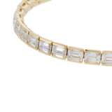 14KT Yellow Gold Lab Grown Emerald Cut Diamond Link Tennis Bracelet – 11.96CTW