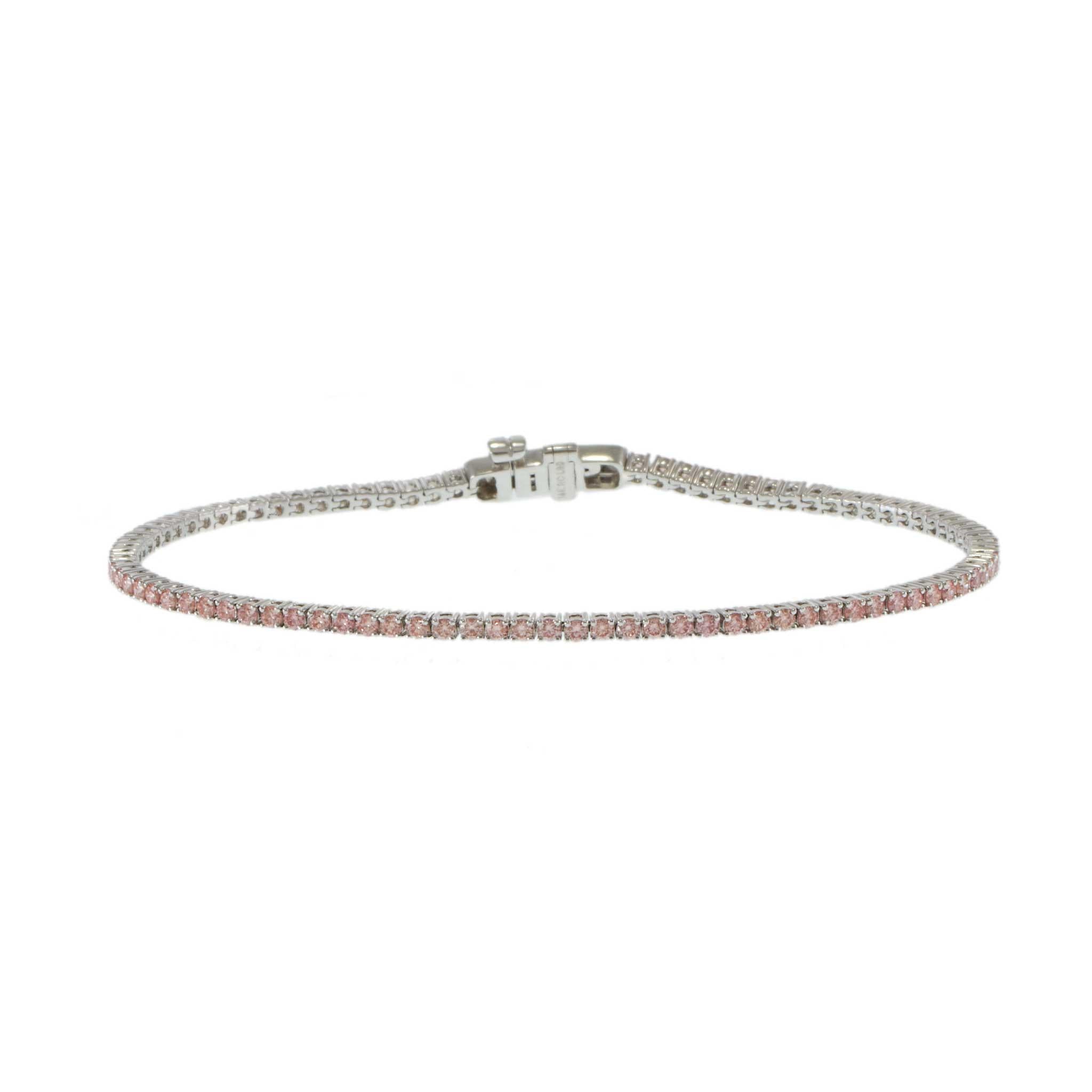 14KT White Gold Lab Grown Pink Diamond Tennis Bracelet – 1.50CTW