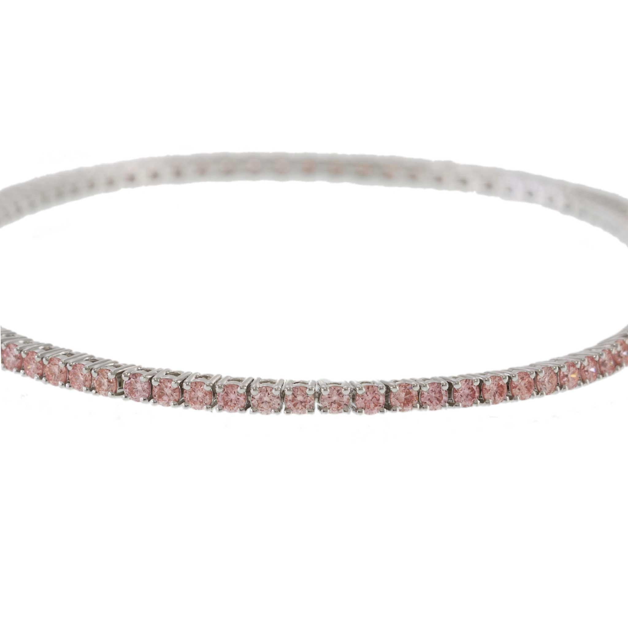14KT White Gold Lab Grown Pink Diamond Tennis Bracelet – 1.50CTW