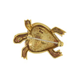 Estate Retro Era Enamel, Diamond and Ruby Turtle Brooch