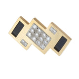 Vintage 14KT Yellow Gold 0.72CT Diamond & Black Onyx Geometric Brooch / Tie Pin