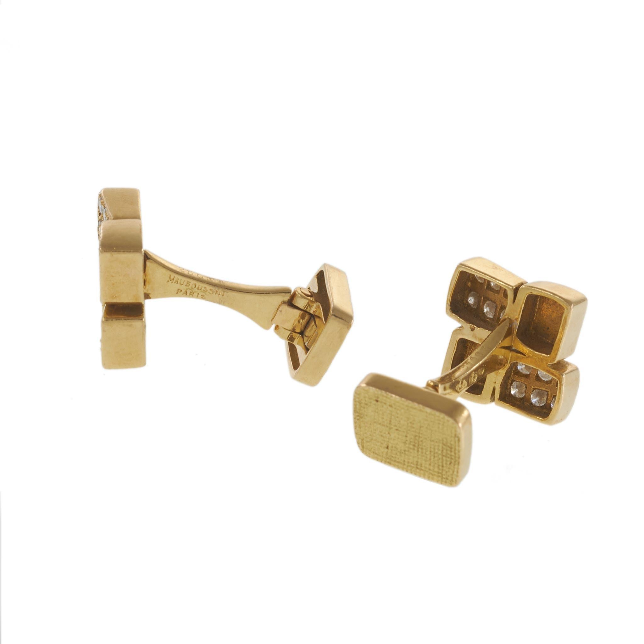 Vintage French circa 1950 Mauboussin 18KT Yellow Gold Dice Cufflinks