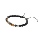 Louis Martin Sterling Silver Tiger Eye and Black Onyx Beaded Bracelet