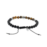 Louis Martin Sterling Silver Tiger Eye and Black Onyx Beaded Bracelet