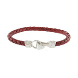 Louis Martin Sterling Silver Red Italian Leather Bracelet