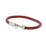 Louis Martin Sterling Silver Red Italian Leather Bracelet