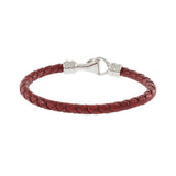 Louis Martin Sterling Silver Red Italian Leather Bracelet