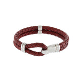 Louis Martin Sterling Silver 7.5" Red Italian Leather Bracelet