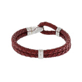 Louis Martin Sterling Silver 7.5" Red Italian Leather Bracelet