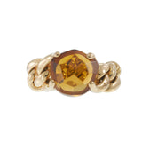 Vintage Pomellato 18KT Yellow Gold Madeira Quartz Cuban Link Ring