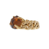 Vintage Pomellato 18KT Yellow Gold Madeira Quartz Cuban Link Ring
