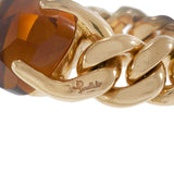Vintage Pomellato 18KT Yellow Gold Madeira Quartz Cuban Link Ring