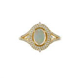 14KT Yellow Gold Opal & Diamond Double Halo Ring