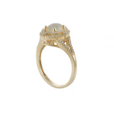 14KT Yellow Gold Opal & Diamond Double Halo Ring
