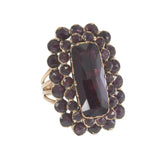 Victorian Era Rubellite and Old Cut Gemstone Cluster Ring in 14KT Yellow Gold