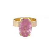 Vintage 18KT Yellow Gold Oval Pink Tourmaline Ring