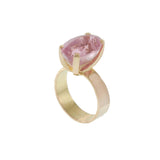 Vintage 18KT Yellow Gold Oval Pink Tourmaline Ring