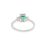 14KT White Gold Emerald and Diamond Three-Stone Ring
