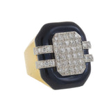 Vintage Signed David Webb Onyx and Diamond Cocktail Ring