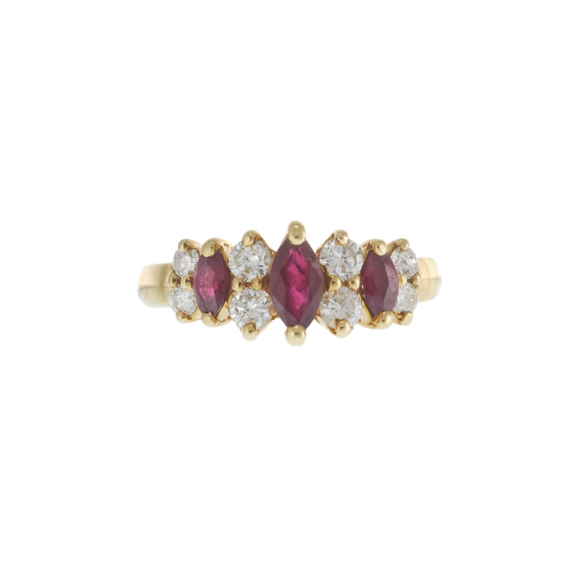 Vintage 1970’s 14KT Yellow Gold Ruby and Diamond Ring